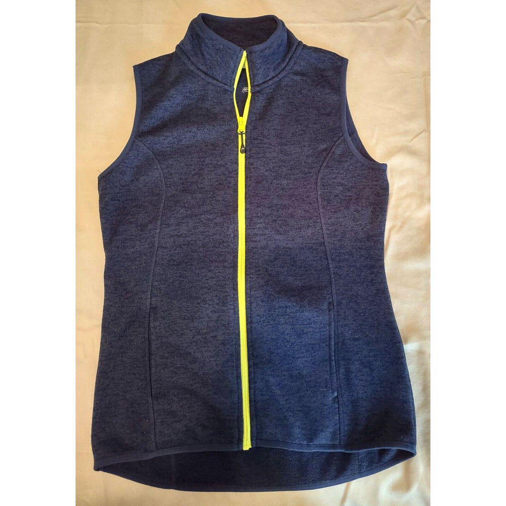Head Sweater Knit Vest Medieval Blue Heather Women Zip Size Medium Slash Pockets